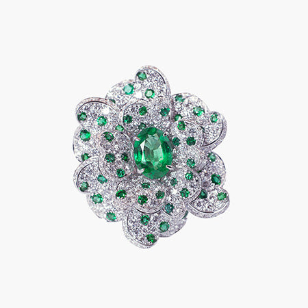 Emerald Flower Ring