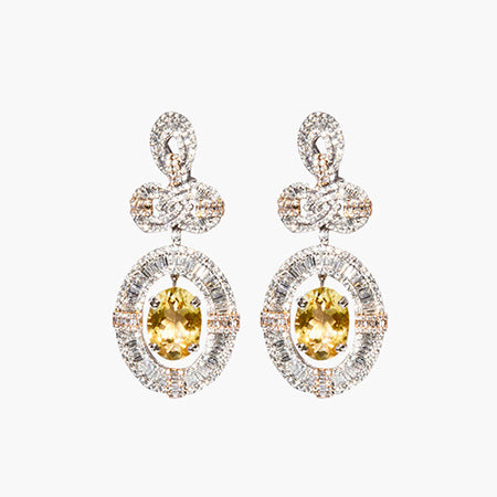 Diamond & Citrine Earrings