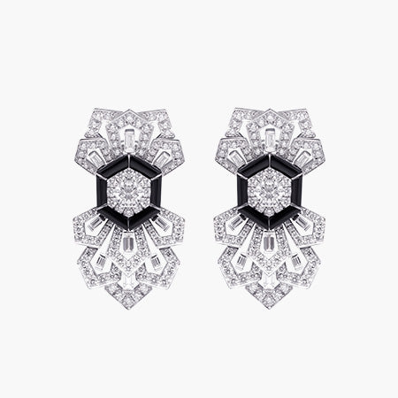 Diamond Quilo Onyx Earrings