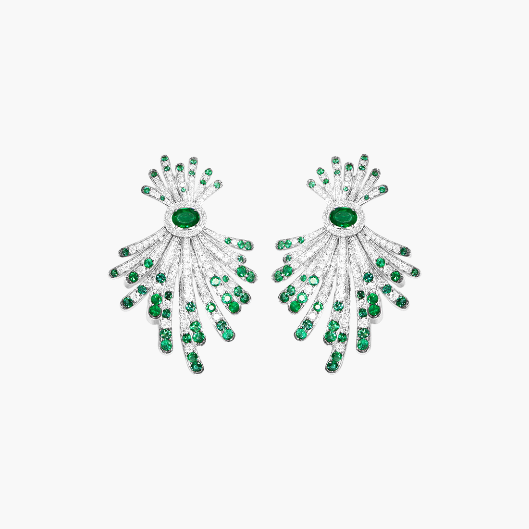 Emerald Carousel Palmette Earrings