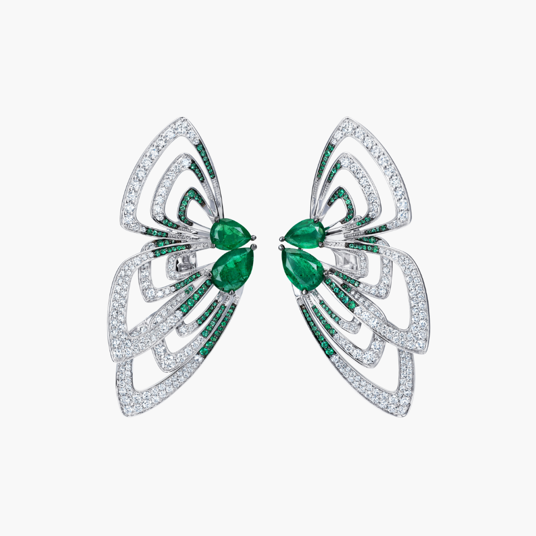Diamond & Emerald Butterfly Dreams Earrings