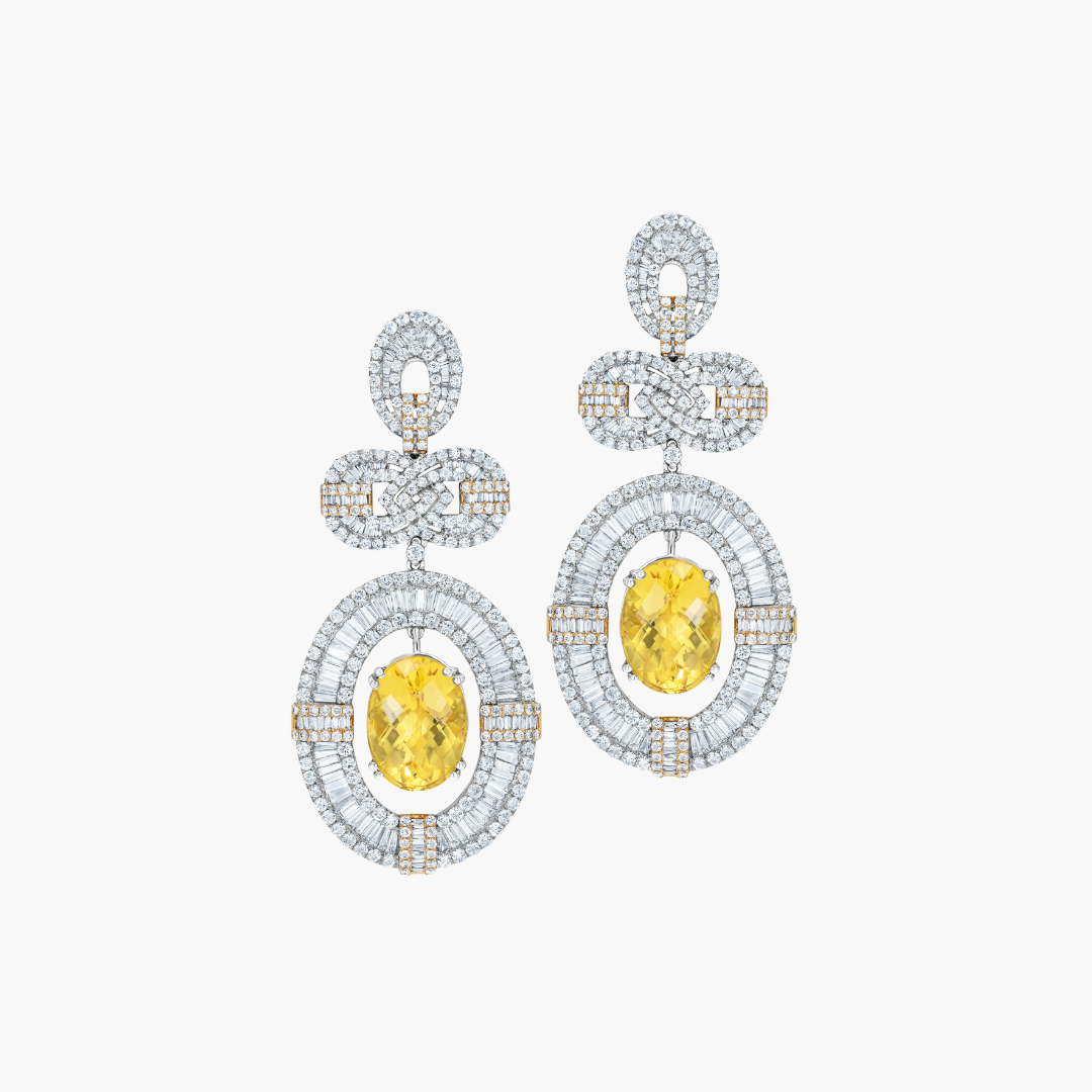 Diamond & Citrine Earrings