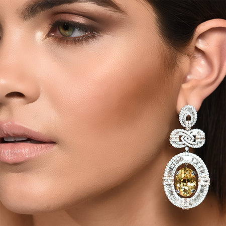 Diamond & Citrine Earrings