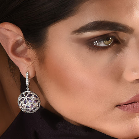 White Gold & Amethyst Earrings