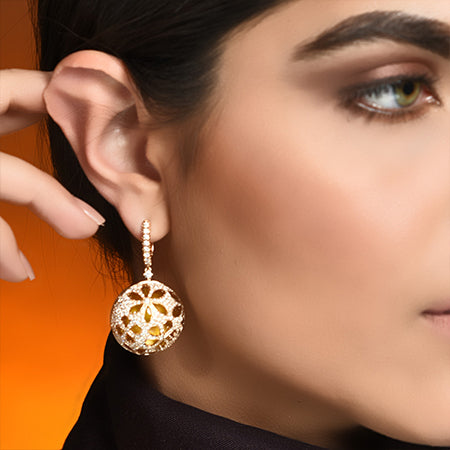Rose Gold and Citrine Lily Earrings