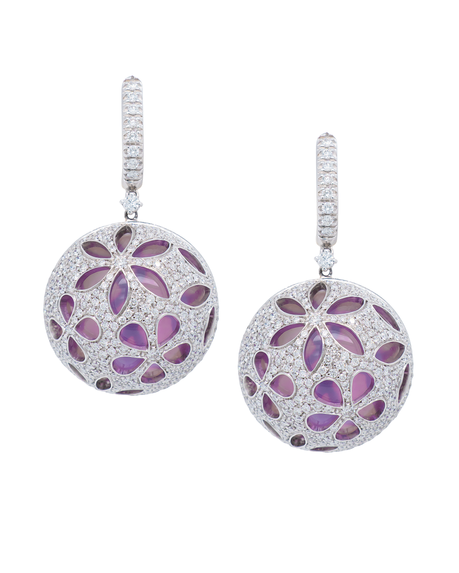 White Gold & Amethyst Earrings
