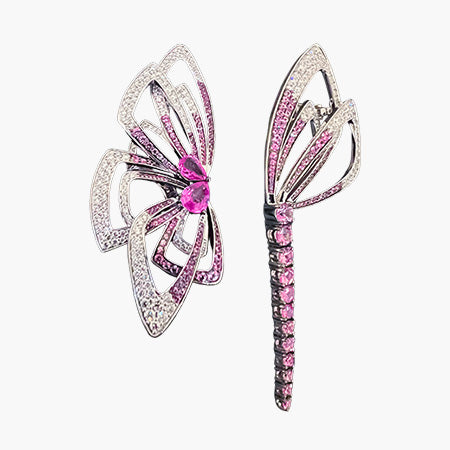 Diamond & Pink Sapphire Butterfly Dreams Earrings
