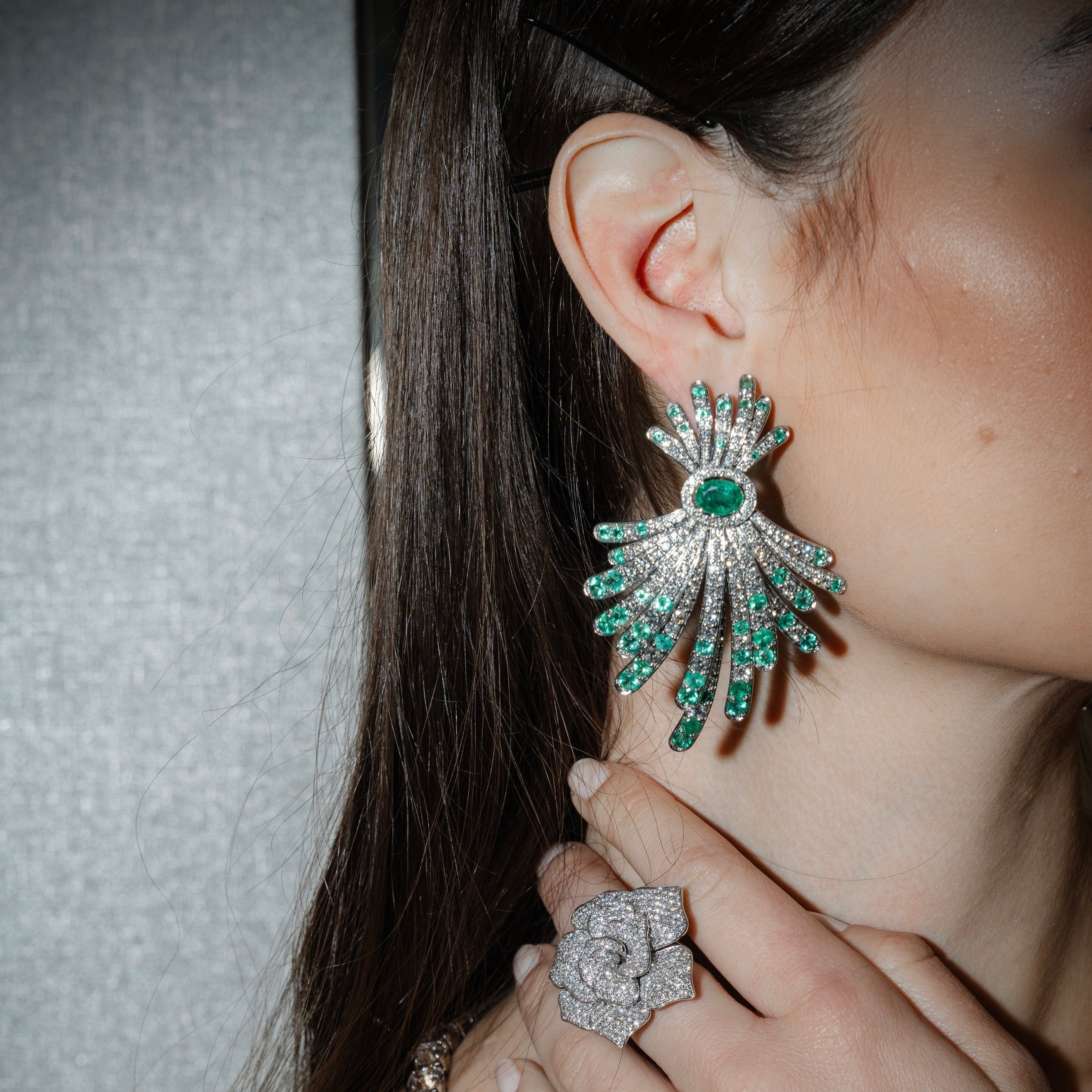 Emerald Carousel Palmette Earrings
