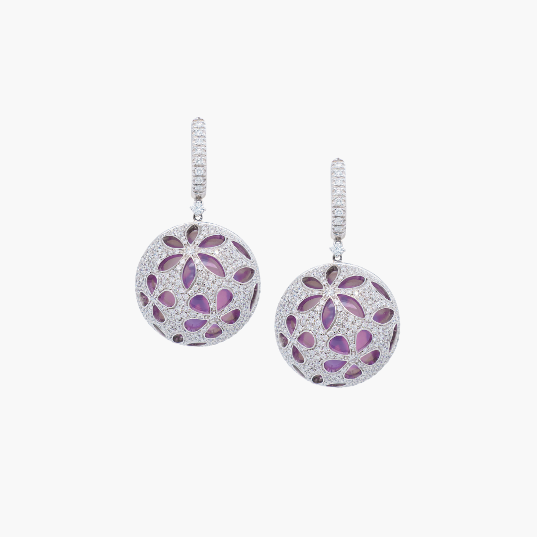 White Gold & Amethyst Earrings