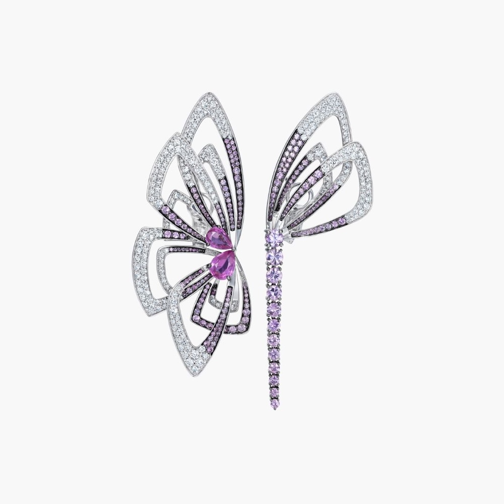 Diamond Pink Sapphires Butterfly Dreams Earrings