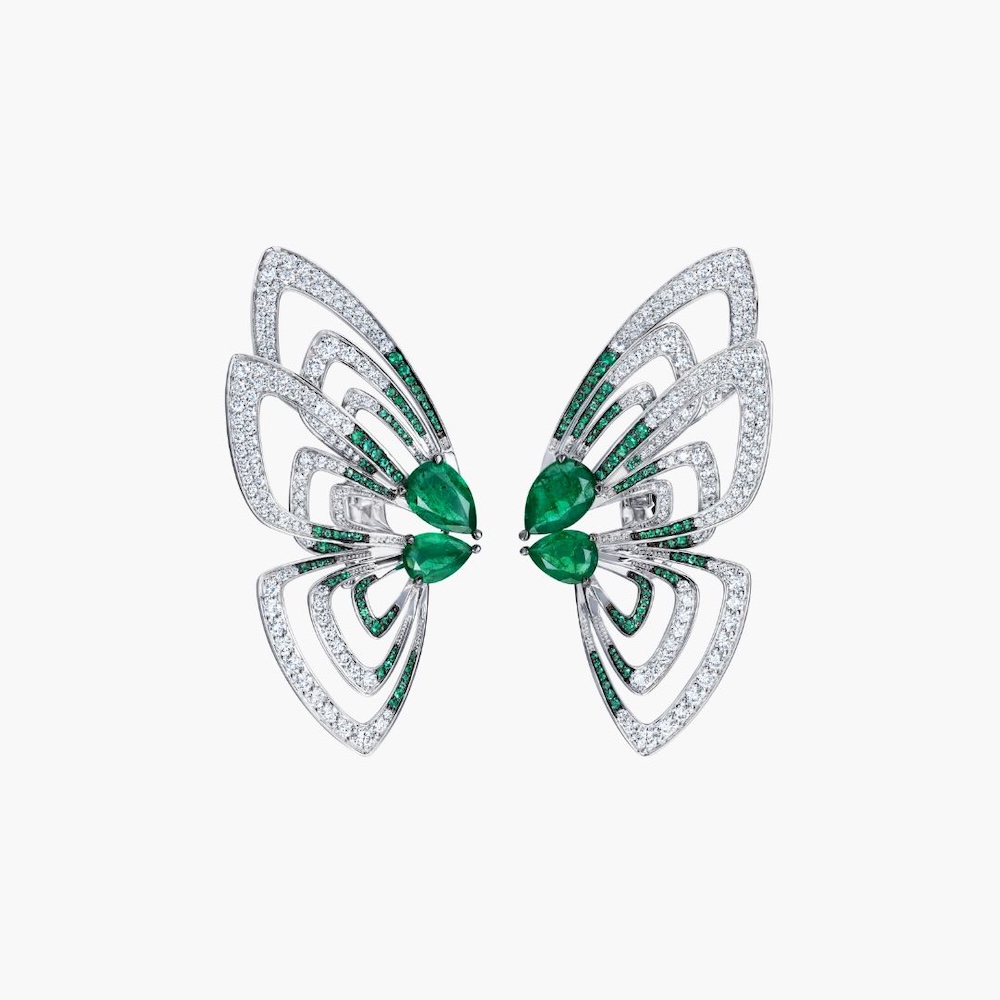 Diamond  Emerald Butterfly Dreams Earrings