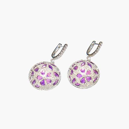 White Gold and Amethyst Earrings